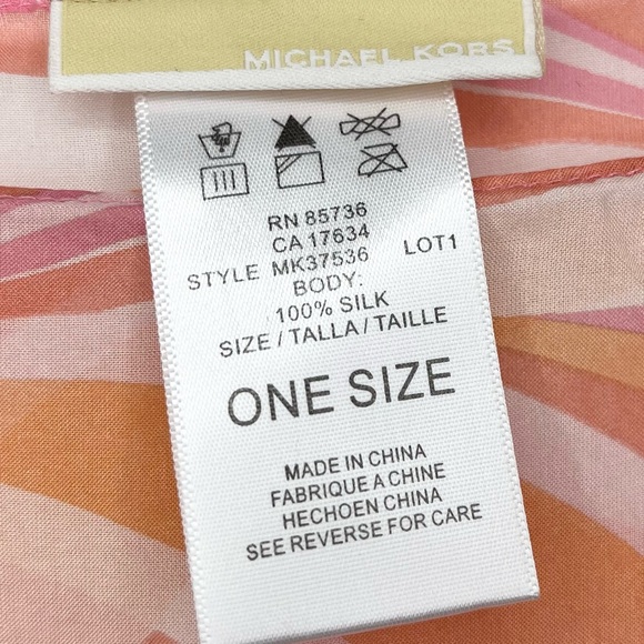 Michael Kors 100%Silk Pink & Orange Swim Coverup - Picture 3 of 6